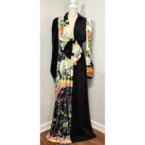 La’tiste by Amy Tropical Garden Tie Front Cut Out Maxi Dress Two Time Size Large